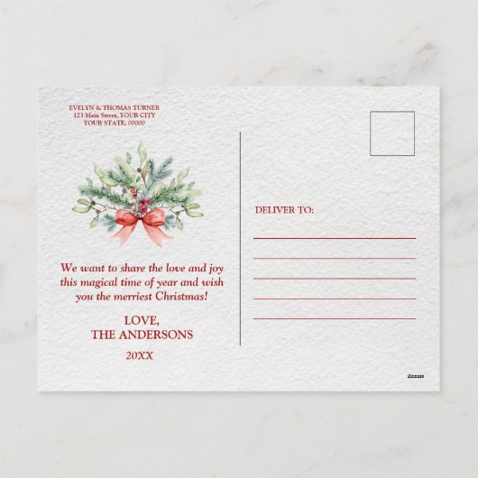 Kerstfoto's Goud Zalig Kerstmis Calligrafie Feestdagenkaart (Achterkant)