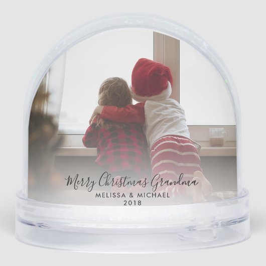 Kerstfoto's Grootkinderen Foto's Oma Keepsake Sneeuwbol (Achterkant)