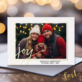 Kerstfoto's horizontaal script Gold JOY in real-ti Folie Feestdagenkaart