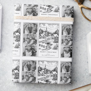 Kerstfoto's Kerst Dorp in de Winter Cadeaupapier