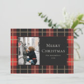 kerstfoto's met feestdag rode palmplank feestdagenkaart (Staand voorkant)