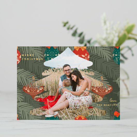 kerstfoto's met Folie tekst Folie Feestdagenkaart (Staand Voorkant)