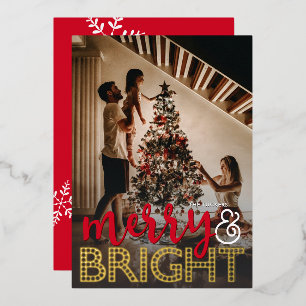 kerstfoto's met Merry & BRIGHT-overlay Folie Feestdagenkaart