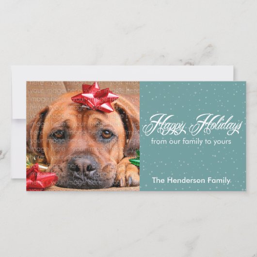 Kerstfoto's met Sneeuw en Glitters Feestdagenkaart (Voorkant)