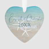 kerstfoto's met Verloving-strand en tekst Ornament (voorkant)