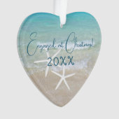 kerstfoto's met Verloving-strand en tekst Ornament (voorkant)