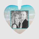 kerstfoto's met Verloving-strand en tekst Ornament (achterkant)