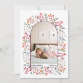 kerstfoto's met vuursteentje en bessen feestdagenkaart (Voorkant)