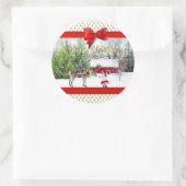 kerstfoto's ronde sticker (Tas)