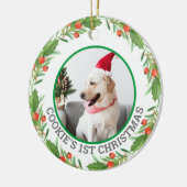 kerstfoto's rood en groen Wreath Pet Keramisch Ornament (Links)