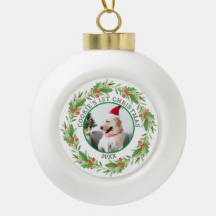 kerstfoto's rood en groen Wreath Pet Keramische Bal Ornament