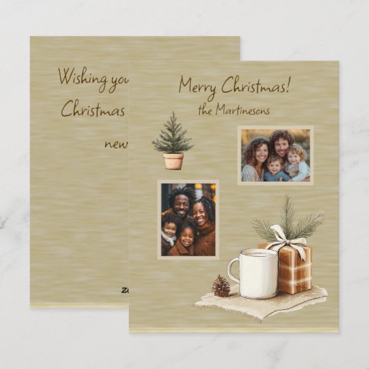 Kerstfoto's Rustic Tree Mok Flat Holiday Kaart (Voorkant / Achterkant)