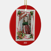 kerstfoto's siersnoepjes keramisch ornament (Rechts)