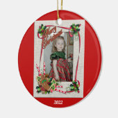 kerstfoto's siersnoepjes keramisch ornament (Links)