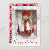 kerstfoto's Silver Red Bokeh-grenzen Feestdagenkaart (Voorkant / Achterkant)