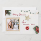 kerstfoto's & String Lights Holiday Feestdagenkaart (Voorkant)