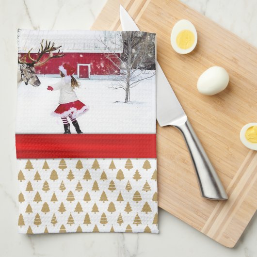 kerstfoto's theedoek (Quarter Fold)