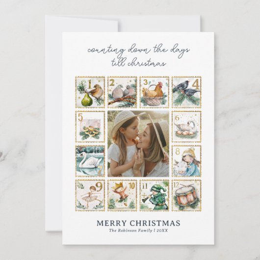 Kerstfoto's 'Twaalf Dagen Kerstmis' Feestdagenkaart (Voorkant)
