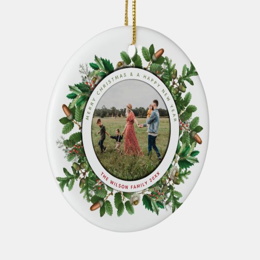 kerstfoto's van Acorn Wreate Keramisch Ornament (Rechts)