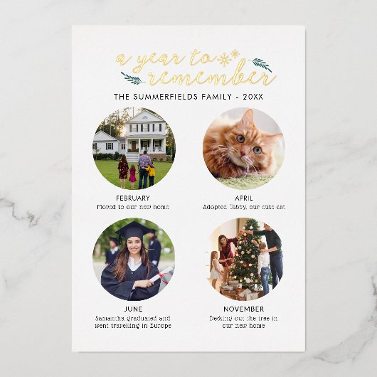 Kerstfoto's van het jaar in Afbeelding Folie Feestdagenkaart (Voorkant)