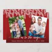 Kerstfoto's van het magische dennengezin feestdagenkaart (Voorkant / Achterkant)