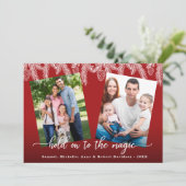 Kerstfoto's van het magische dennengezin feestdagenkaart (Staand voorkant)