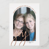 kerstfoto's Verticaal - JOY Roos Gold Folie Feestdagenkaart (Voorkant)