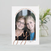 kerstfoto's Verticaal - JOY Roos Gold Folie Feestdagenkaart (Staand Voorkant)
