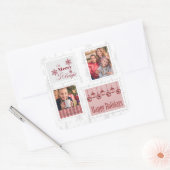 kerstfoto's Verzendstempels Roodgrijs Vierkante Sticker (Envelop)