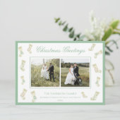 kerstfoto's Vintage twee foto's van Garland Feestdagenkaart (Staand voorkant)