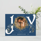  kerstfoto's voor trouwen en vrolijk blauw (Staand voorkant)