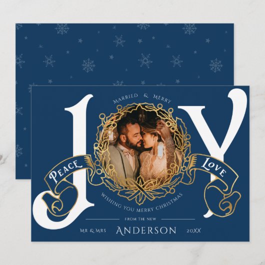  kerstfoto's voor trouwen en vrolijk blauw (Voorkant / Achterkant)