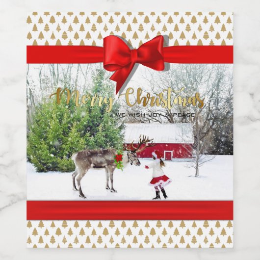 kerstfoto's wijn etiket (Enkel label)