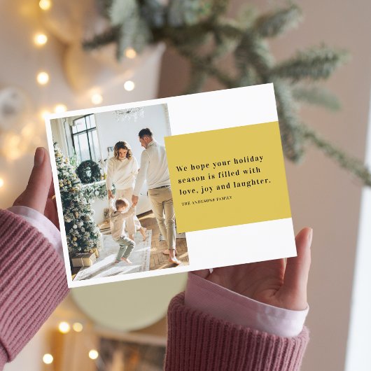 Kerstfotoserie 2 | Gele Happy Holiday Briefkaart