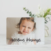 Kerstfotoserie blauw, dubbelzijdig feestdagenkaart (Staand voorkant)