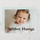 Kerstfotoserie blauw, dubbelzijdig feestdagenkaart (Voorkant / Achterkant)