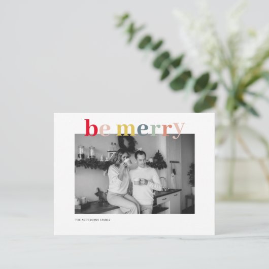Kerstfotoserie | Kleurrijk zijn Merry Briefkaart (Staand voorkant)