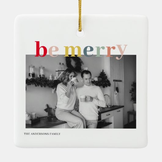 Kerstfotoserie | Kleurrijk zijn Merry Keramisch Ornament (Achterkant)