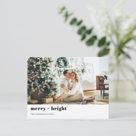 Kerstfotoserie | Merry + Bright | Vakantie Briefkaart (Staand voorkant)