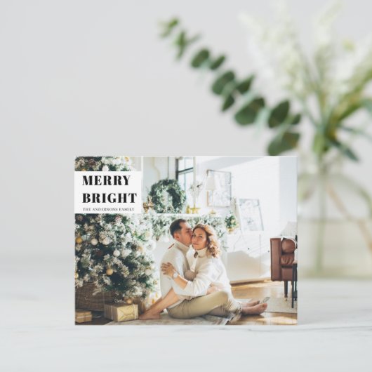 Kerstfotoserie | Merry Bright | Vakantie Briefkaart (Staand voorkant)