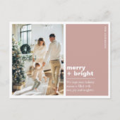 Kerstfotoserie | Merry + Helder Roze Briefkaart (Voorkant)