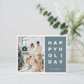 Kerstfotoserie | Prettige feestdagen Blauw Briefkaart (Staand voorkant)