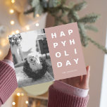 Kerstfotoserie | Prettige feestdagen Roze Briefkaart<br><div class="desc">Kerstfotoserie | Prettige feestdagen Roze</div>