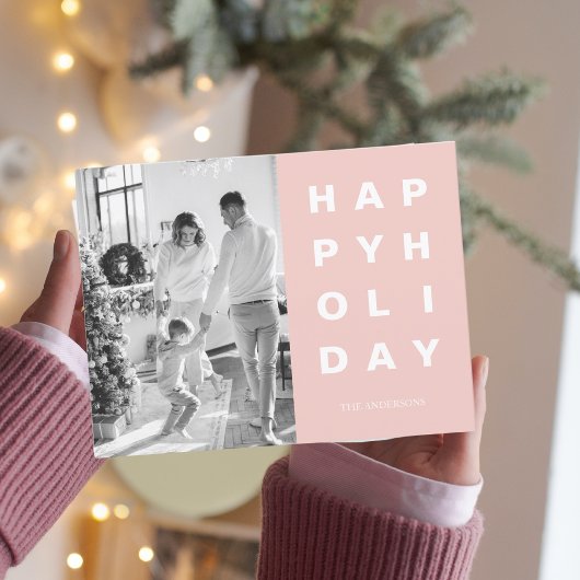 Kerstfotoserie | Prettige feestdagen Roze Briefkaart