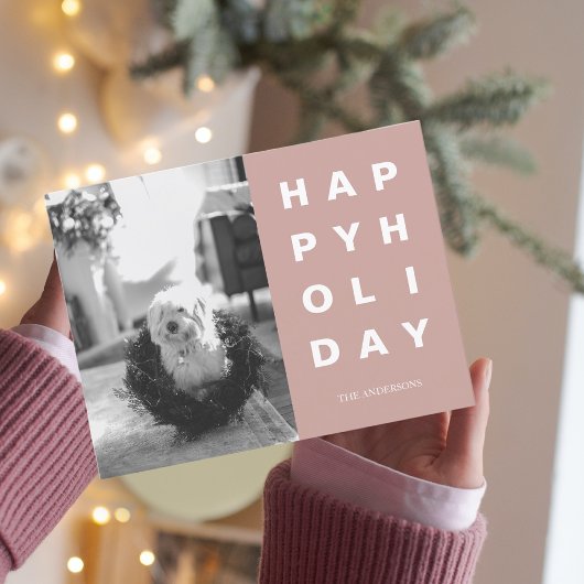 Kerstfotoserie | Prettige feestdagen Roze Briefkaart