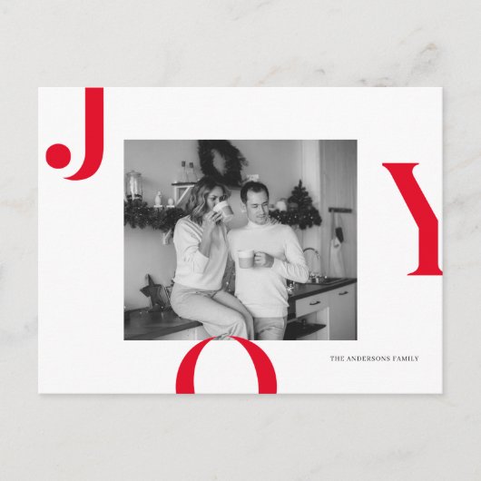 Kerstfotoserie | Rode Joy Briefkaart (Voorkant)