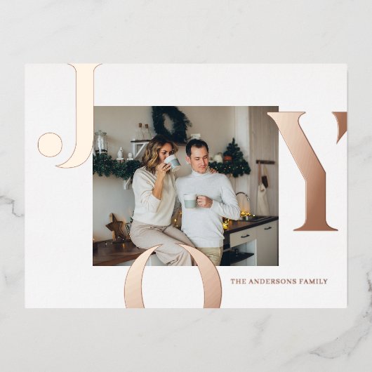 Kerstfotoserie | Roos Goud Joy Briefkaart (Voorkant)