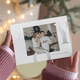 Kerstfotoserie | Zilver Joy-Briefkaart Folie Feestdagen Briefkaart