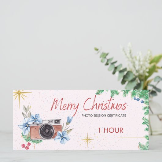 kerstfotosessiebon, cadeaukaart (Staand voorkant)