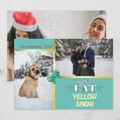 Kerstfotosjabloon eet geen geel sneeuw kaart (Voorkant / Achterkant)